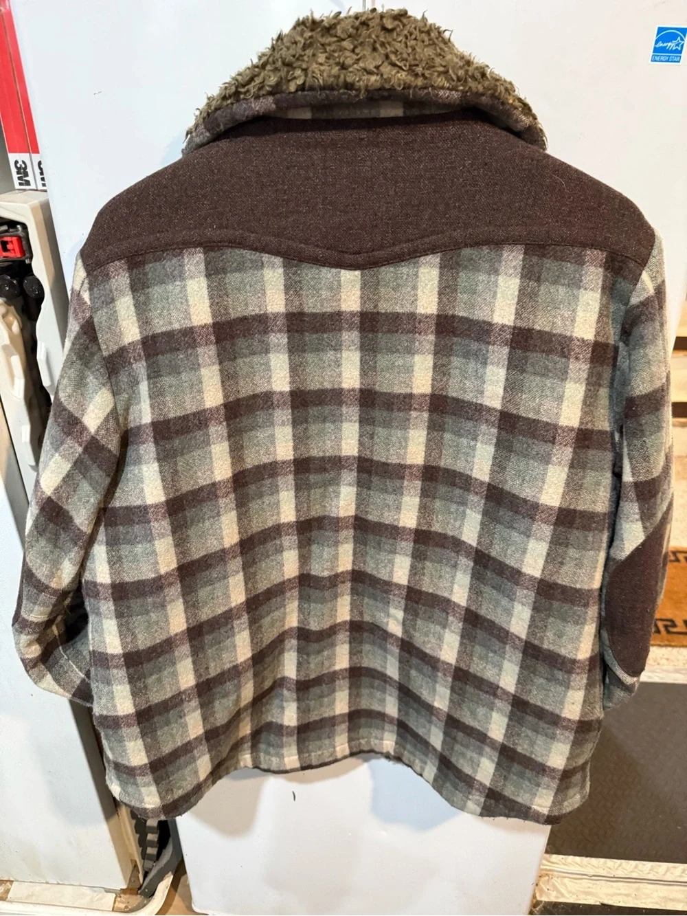 True Religion Men's Plaid Sherpa Collar Jacket - Brown/Olive